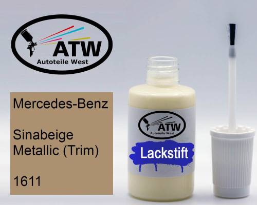 Mercedes-Benz, Sinabeige Metallic (Trim), 1611: 20ml Lackstift, von ATW Autoteile West.